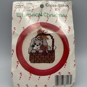 Whimsical Christmas Cross Stitch Kit 033117 Bunny In Basket Sealed USA
